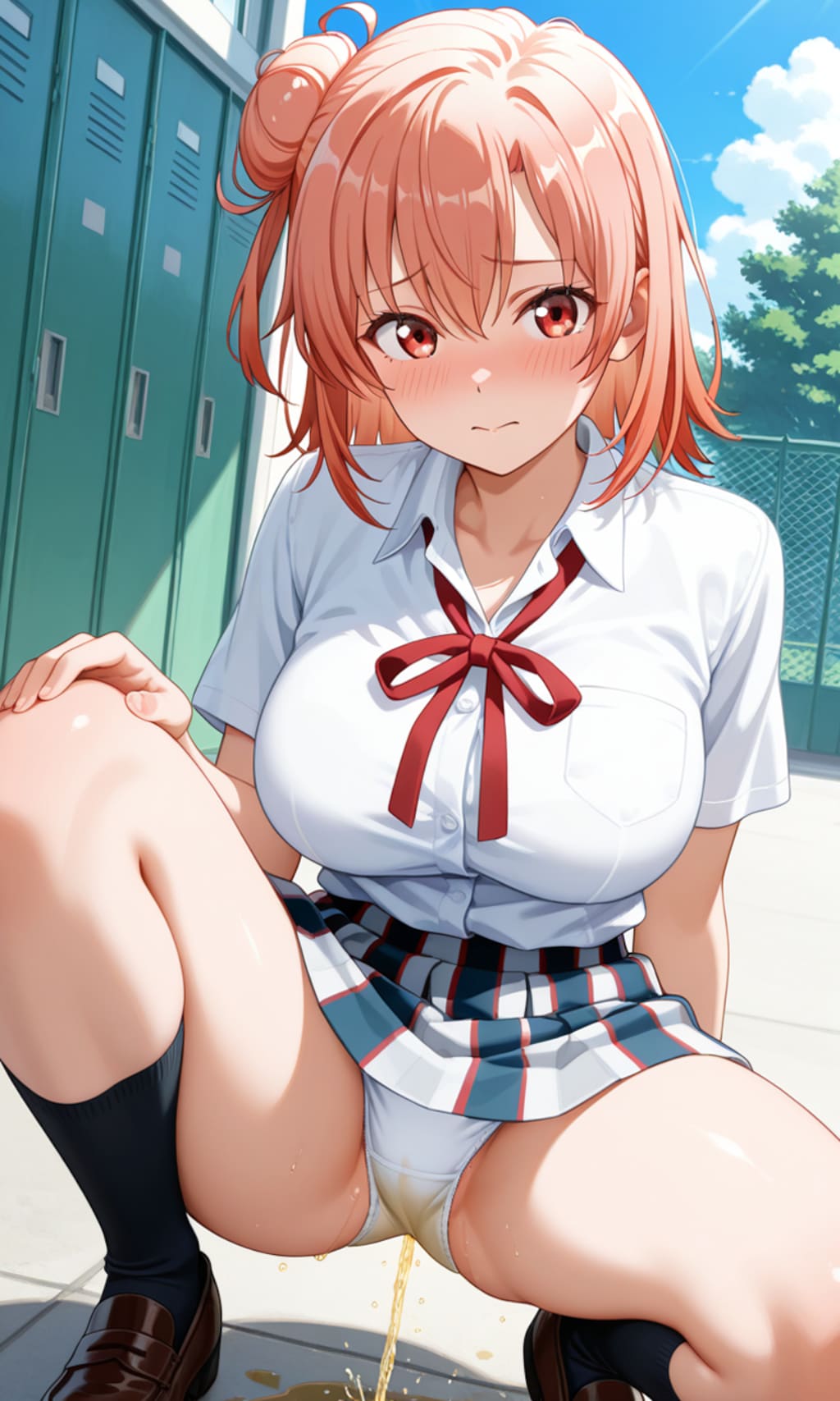 おしっこお漏らしチャレンジ【結ヶ〇結衣】(制服(夏服))