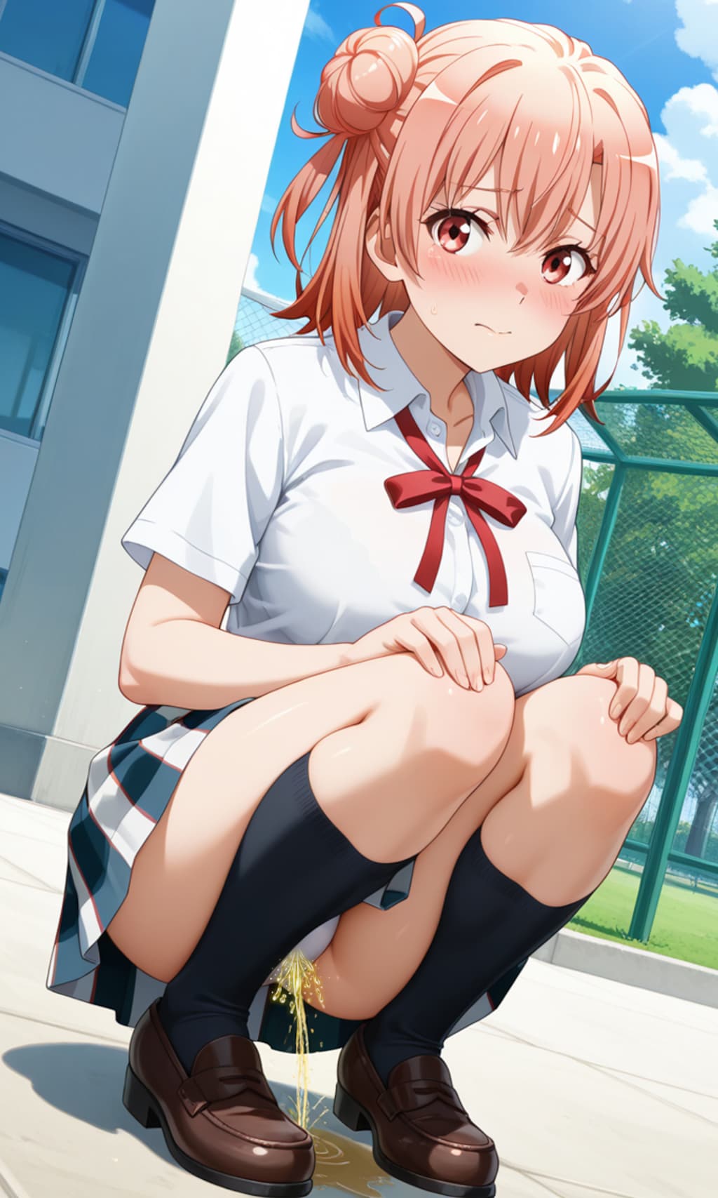 おしっこお漏らしチャレンジ【結ヶ〇結衣】(制服(夏服))