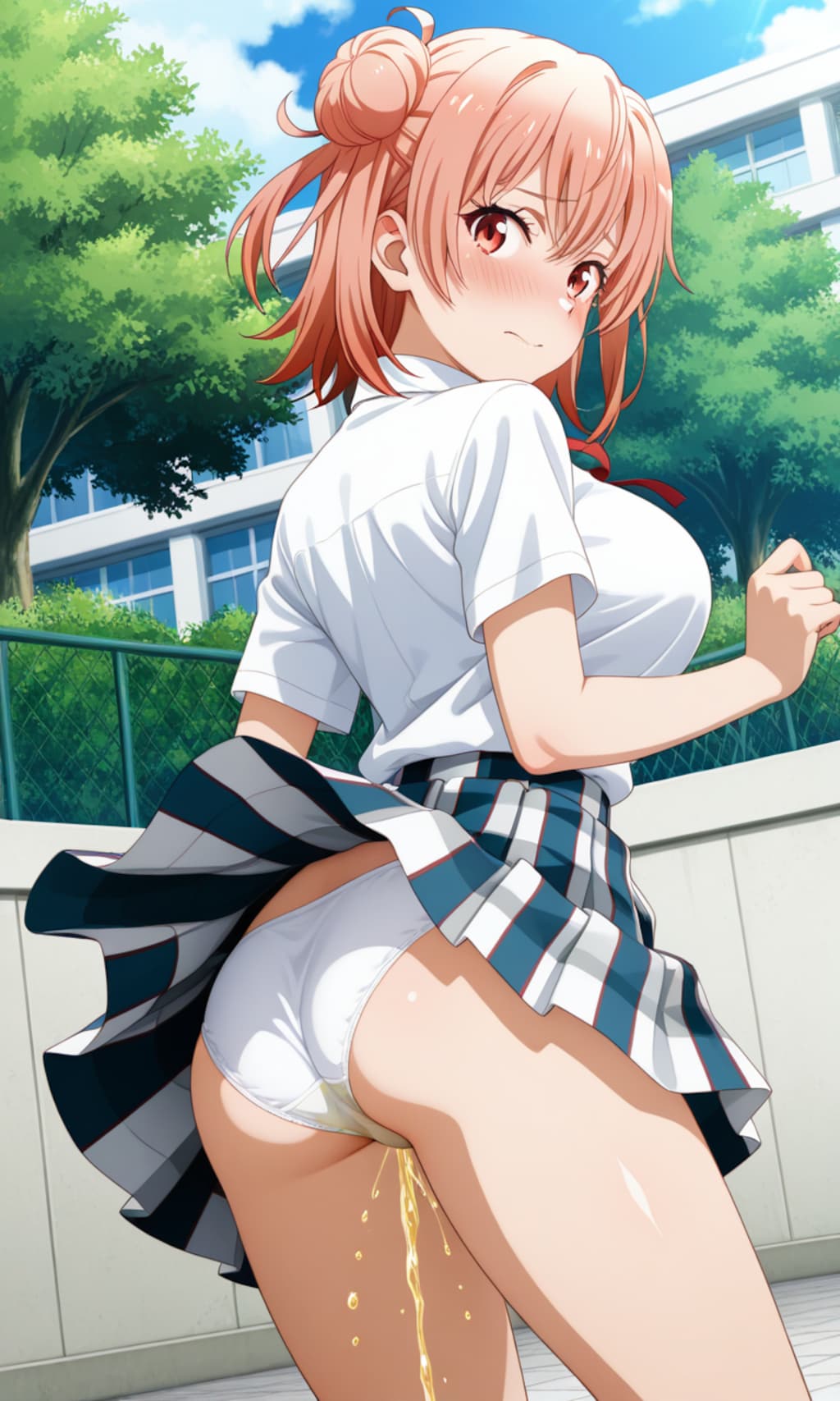 おしっこお漏らしチャレンジ【結ヶ〇結衣】(制服(夏服))