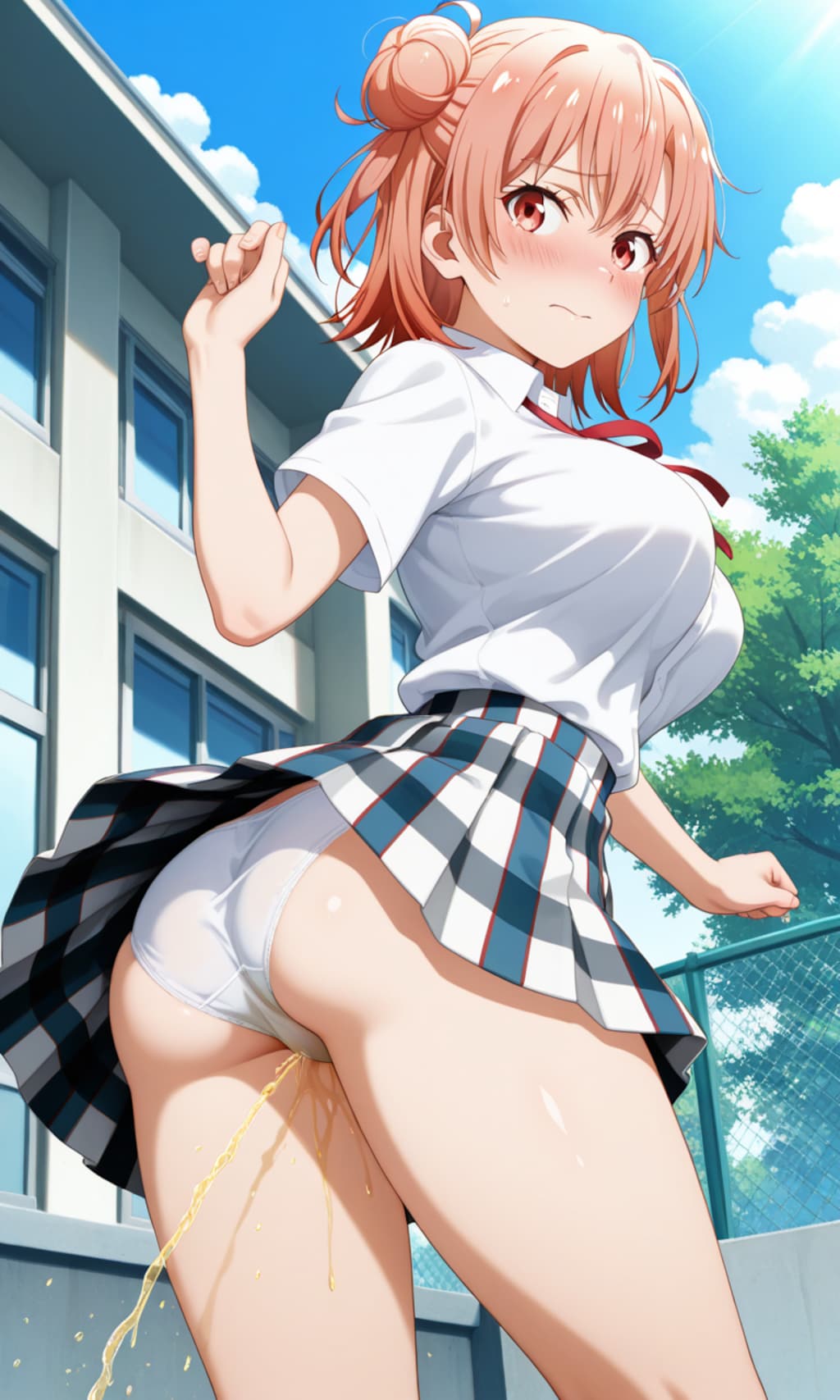 おしっこお漏らしチャレンジ【結ヶ〇結衣】(制服(夏服))