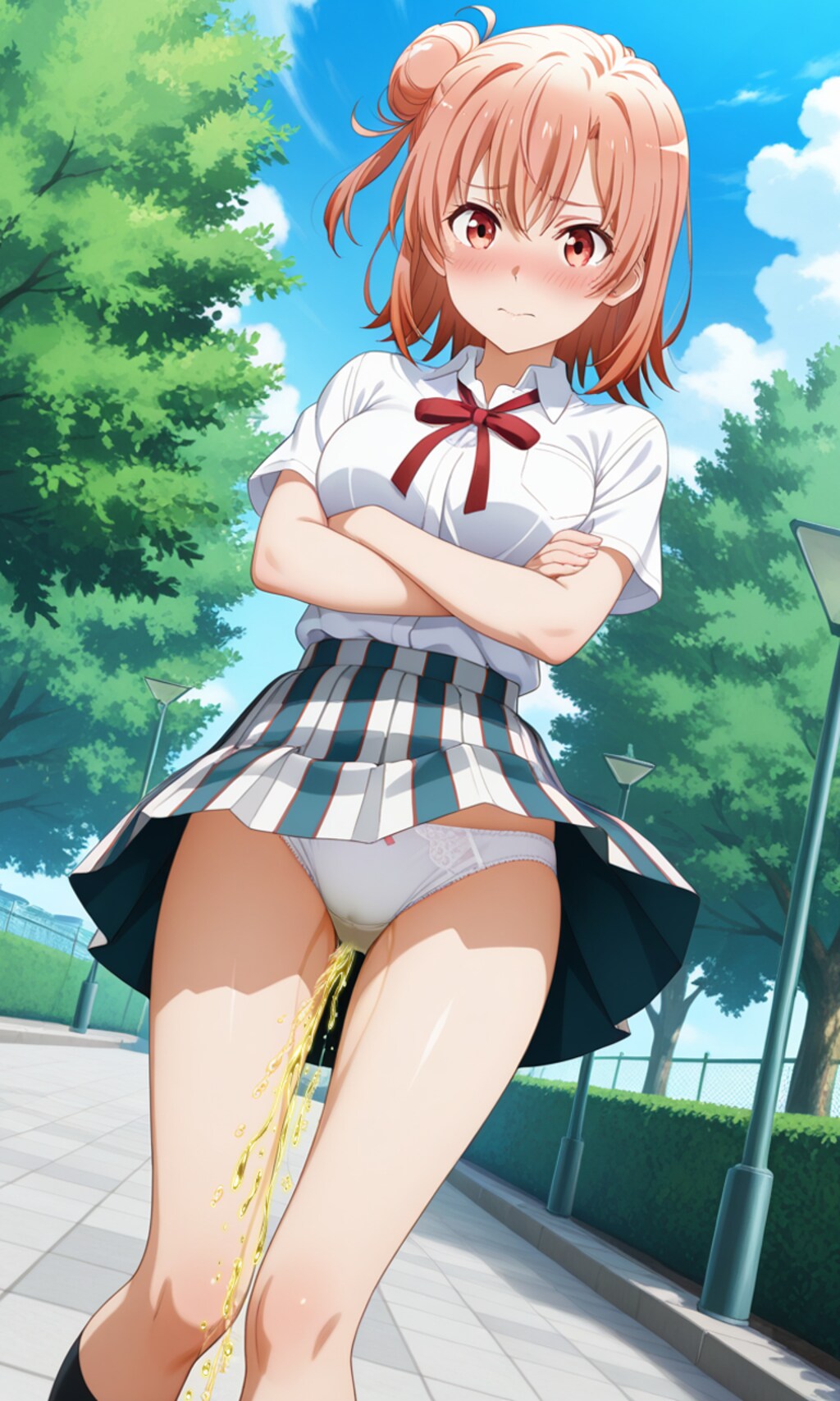 おしっこお漏らしチャレンジ【結ヶ〇結衣】(制服(夏服))