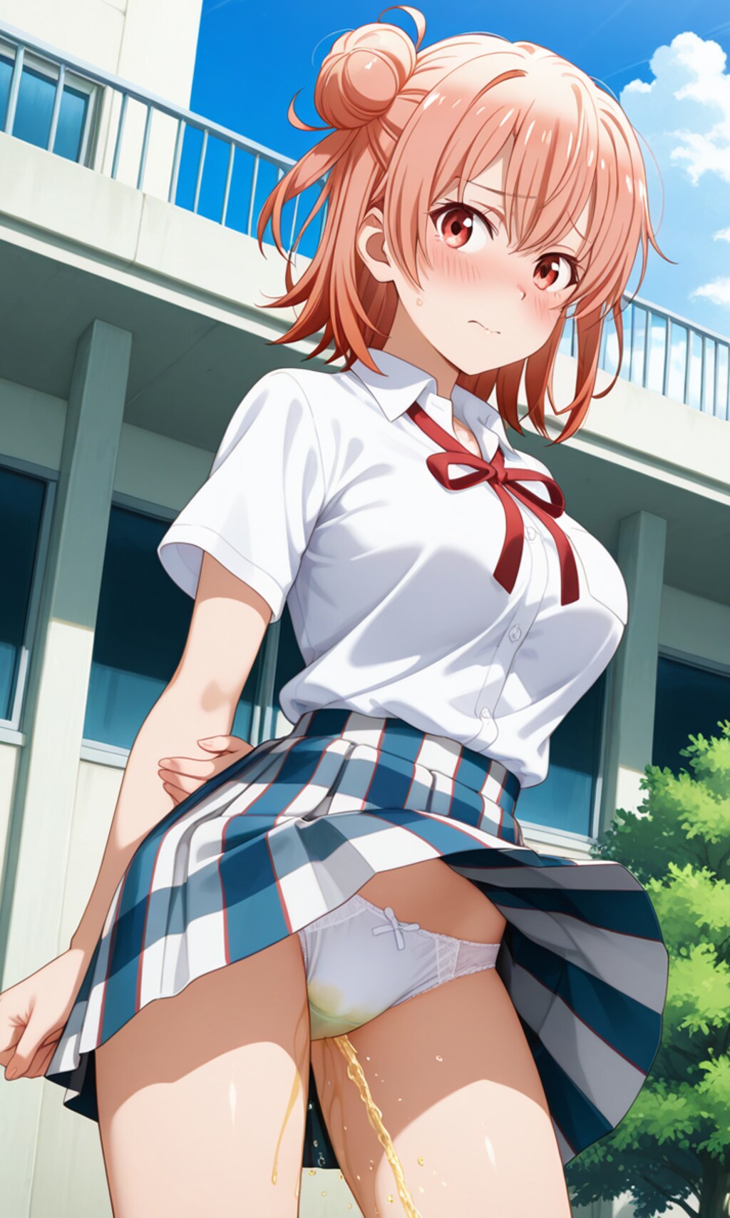 おしっこお漏らしチャレンジ【結ヶ〇結衣】(制服(夏服))