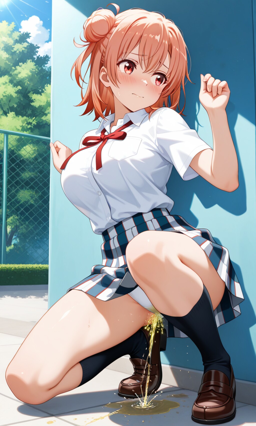 おしっこお漏らしチャレンジ【結ヶ〇結衣】(制服(夏服))
