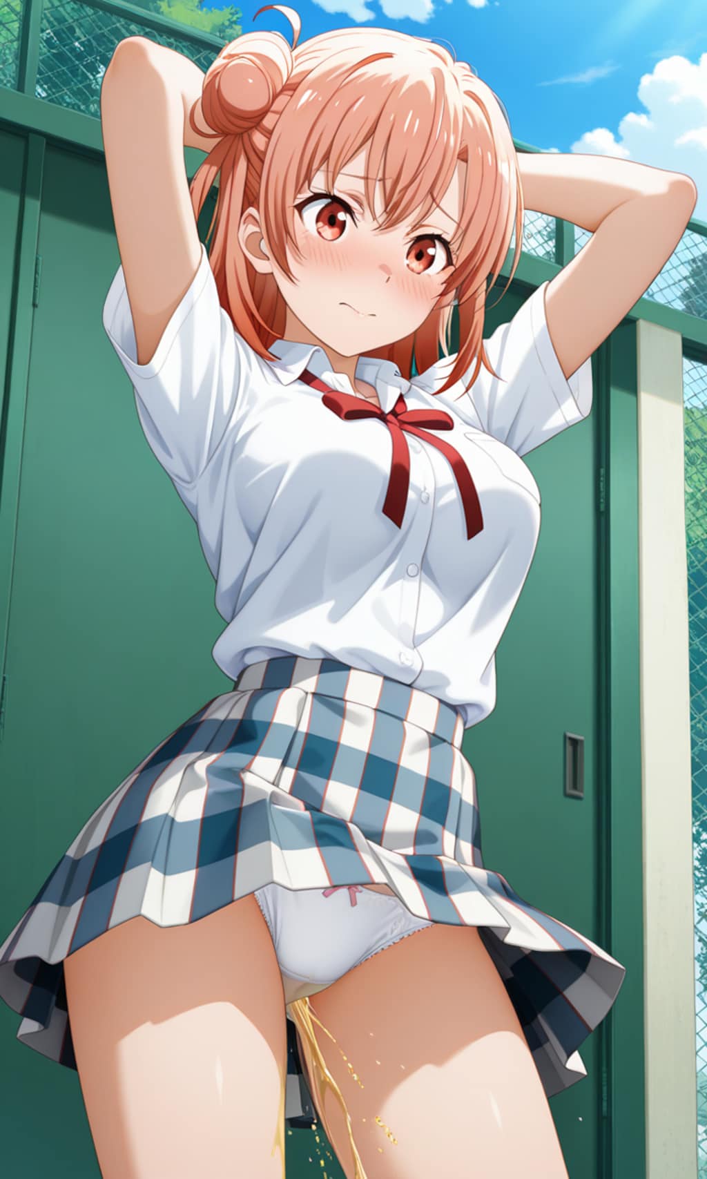 おしっこお漏らしチャレンジ【結ヶ〇結衣】(制服(夏服))
