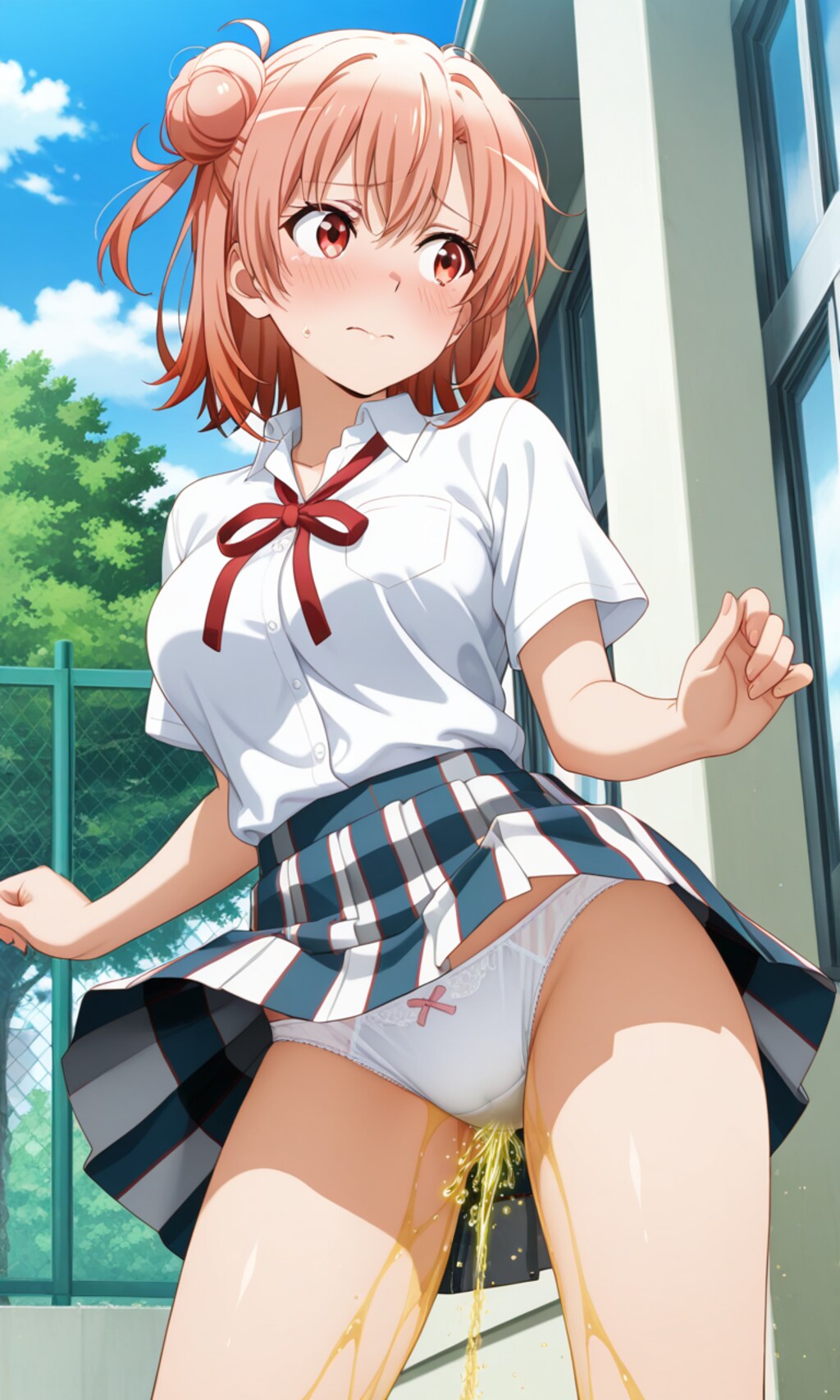 おしっこお漏らしチャレンジ【結ヶ〇結衣】(制服(夏服))