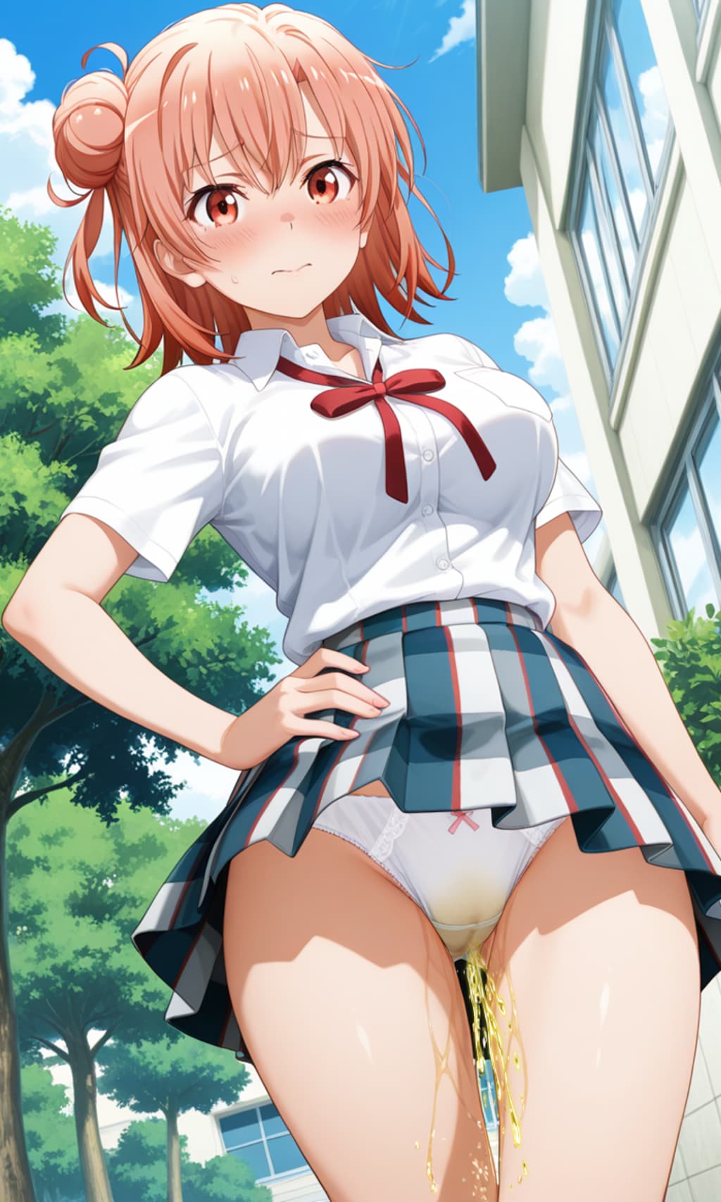 おしっこお漏らしチャレンジ【結ヶ〇結衣】(制服(夏服))