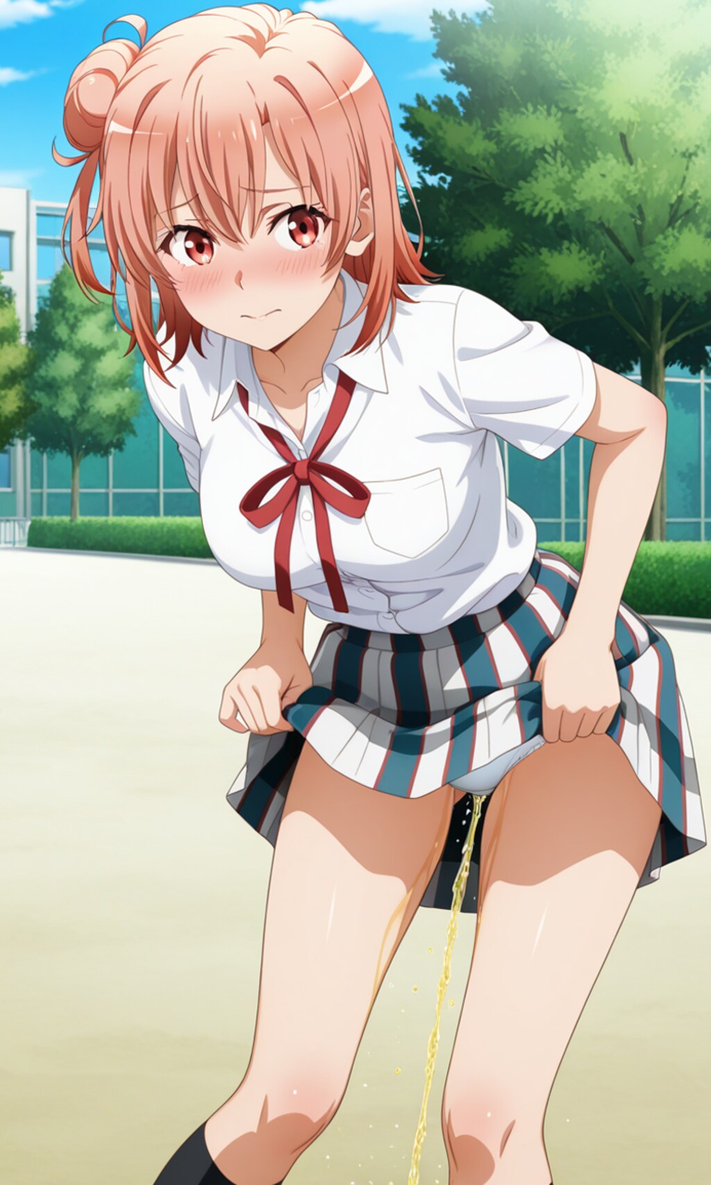 おしっこお漏らしチャレンジ【結ヶ〇結衣】(制服(夏服))
