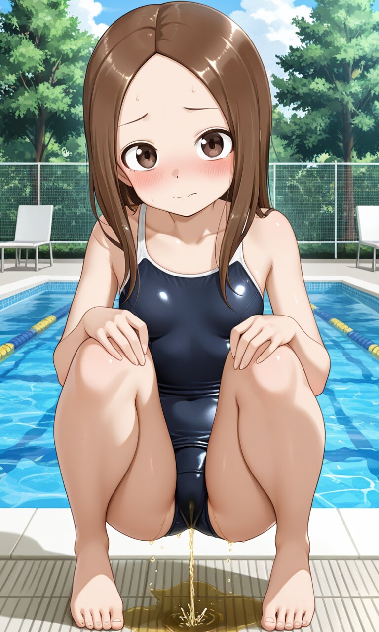 おしっこお漏らしチャレンジ【高〇さん】(スクール水着)