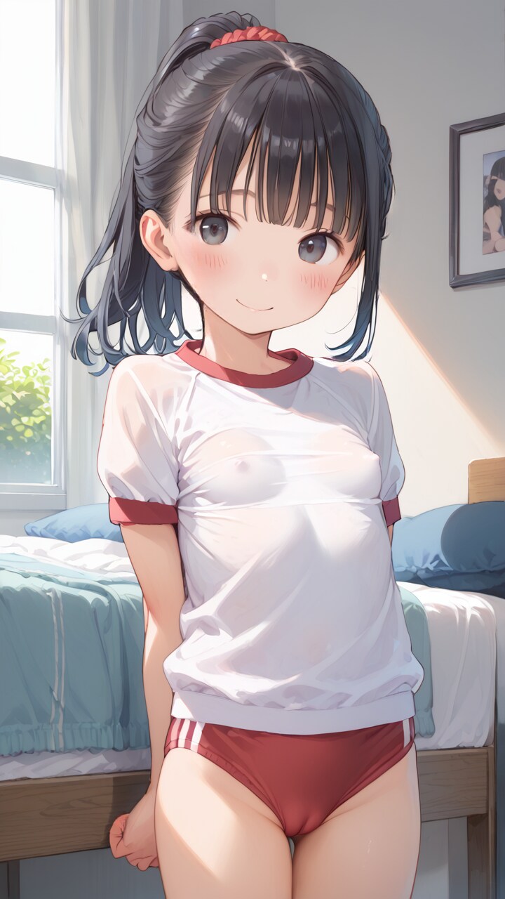 体操服〇リJ〇ちゃんたちにお願い（ノーブラ＆ブルマ脱ぎ＆お〇んこ見せ）【１8枚】