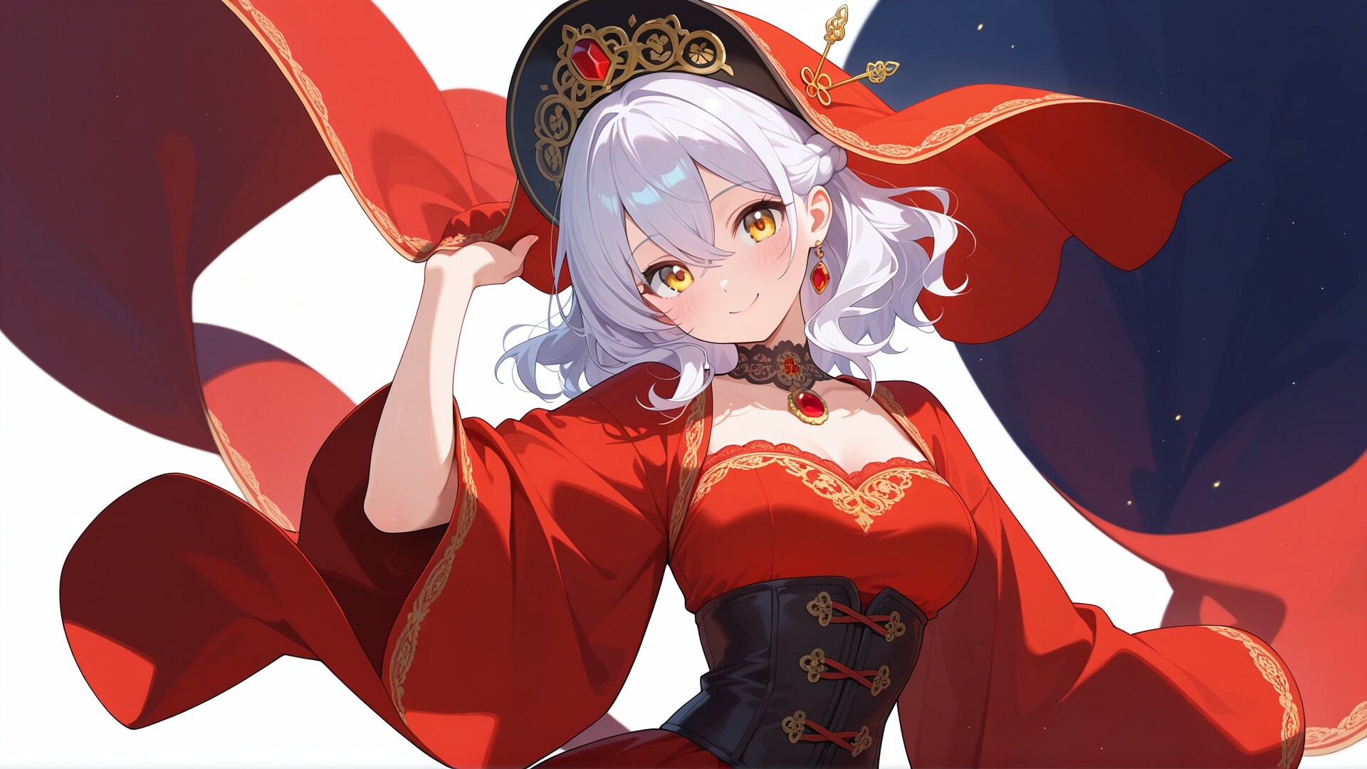 紅の韓服コーデ