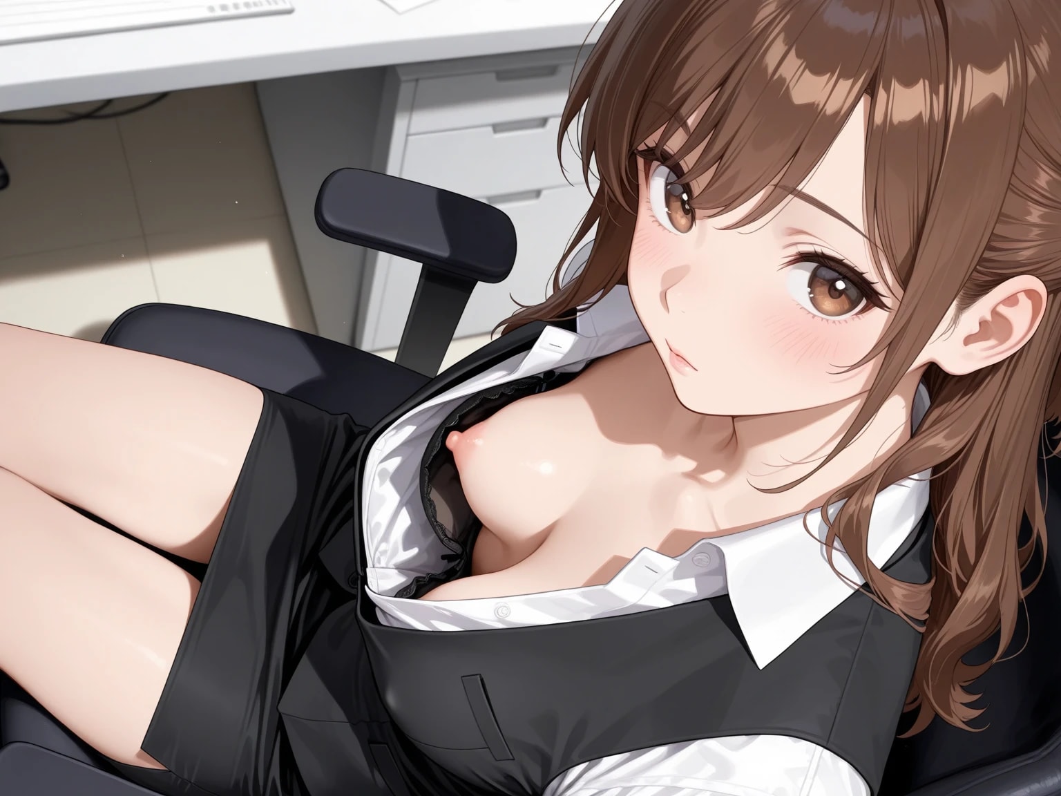 40枚:ハニトラOLの胸チラ