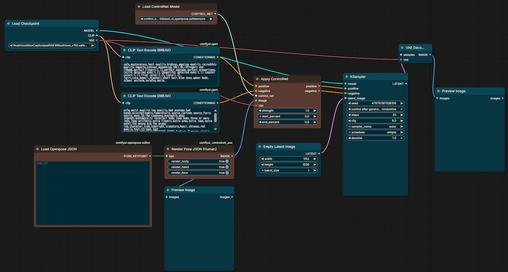 ComfyUIでOpen Pose Editorを使う