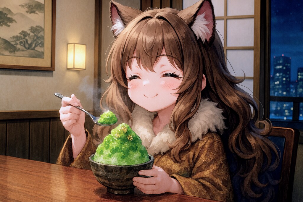 高級しゃぶしゃぶを食べる小さな女の子