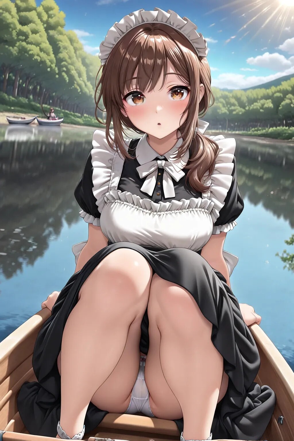 4枚:ボートでパンチラメイド