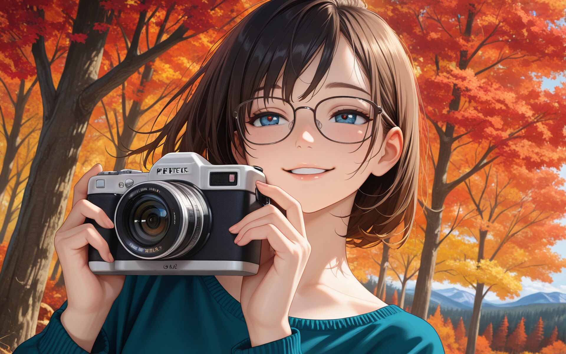 紅葉を収める