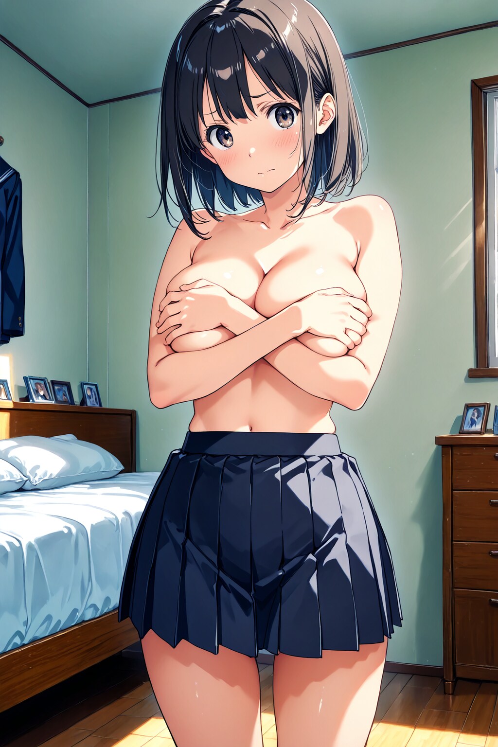 手ブラ巨乳少女(14)