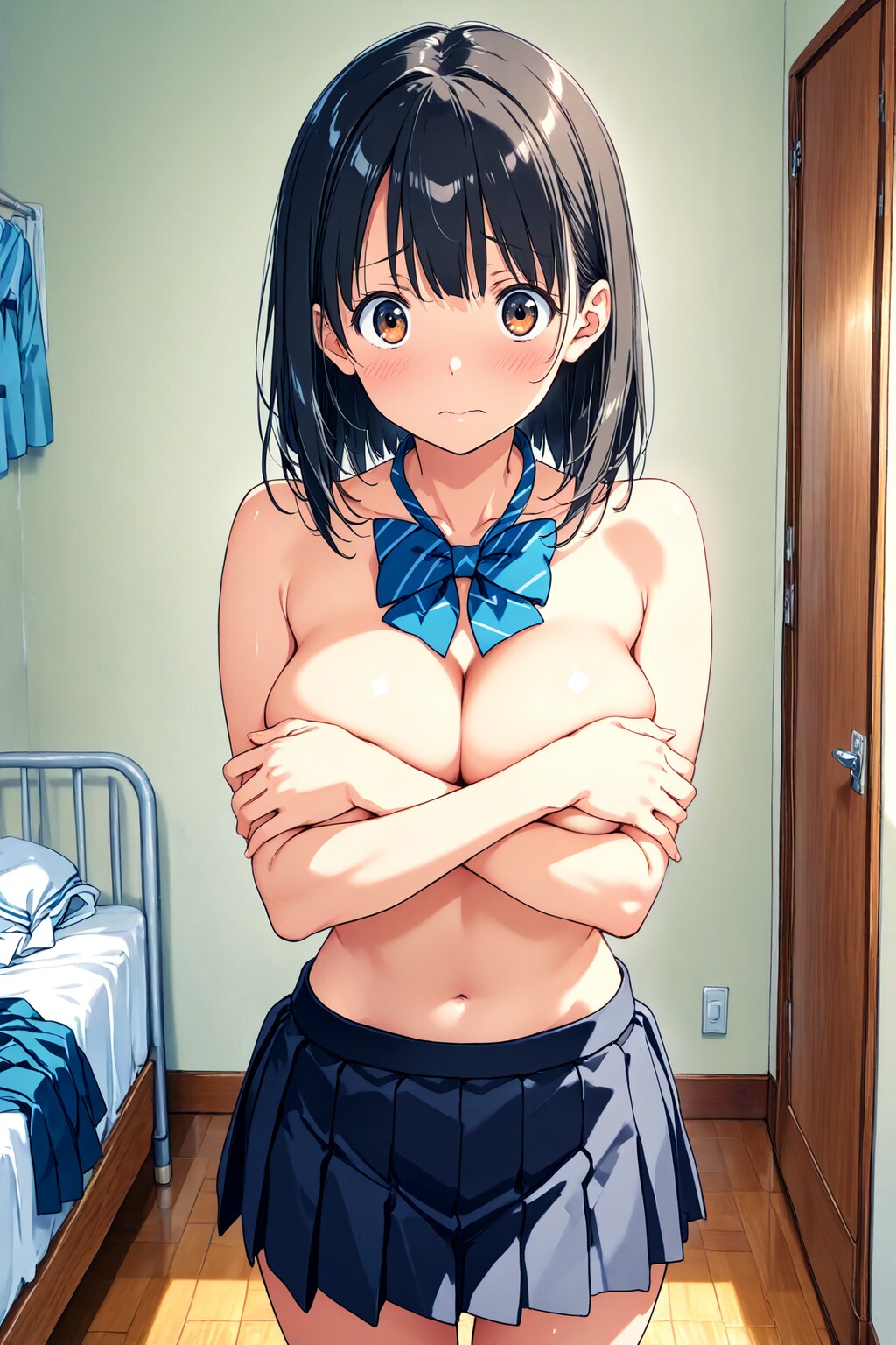 手ブラ巨乳少女(6)