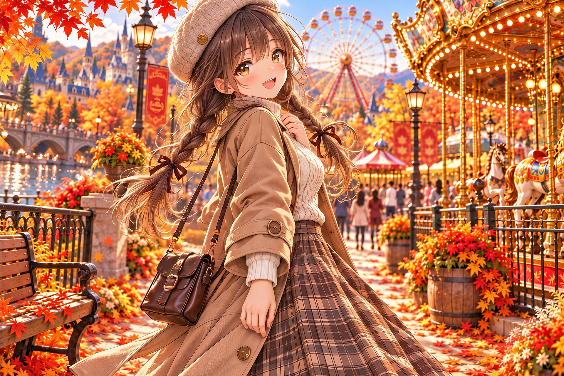 秋の遊園地