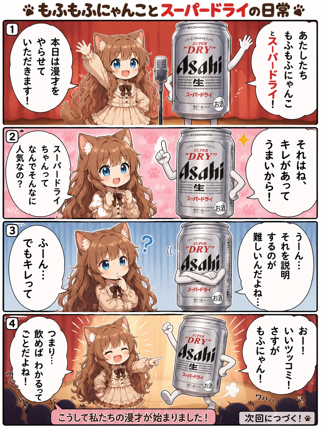 [漫才編]小さな女の子とスーパードライの４コマ漫画