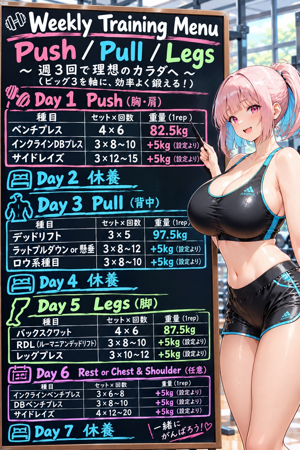 トレーニングメニューMiaさん
