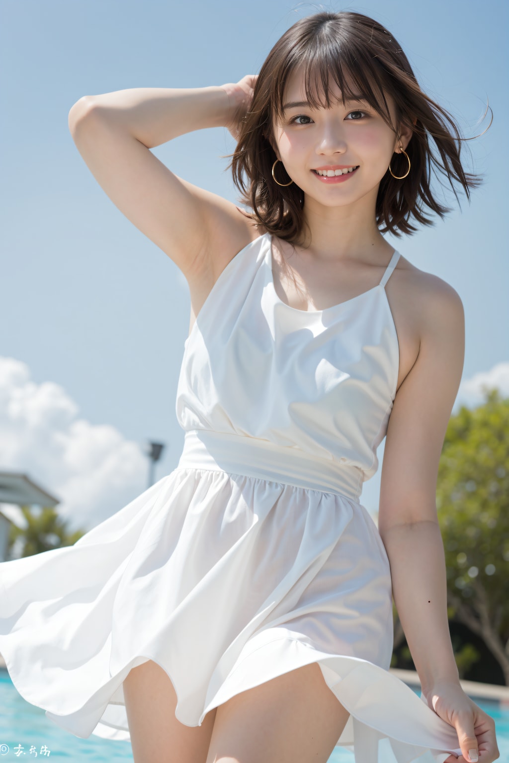 ワンピースでプール