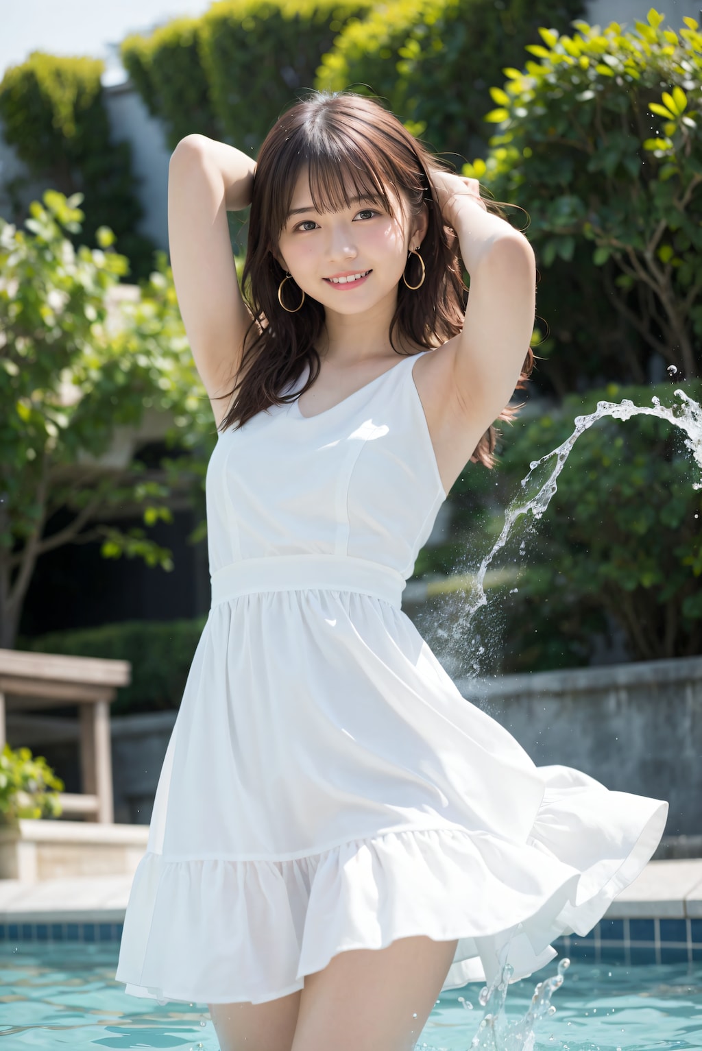 ワンピースでプール