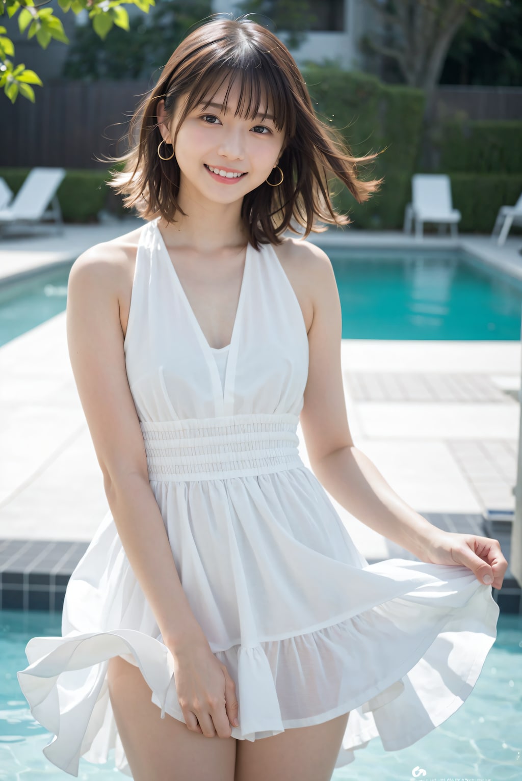 ワンピースでプール