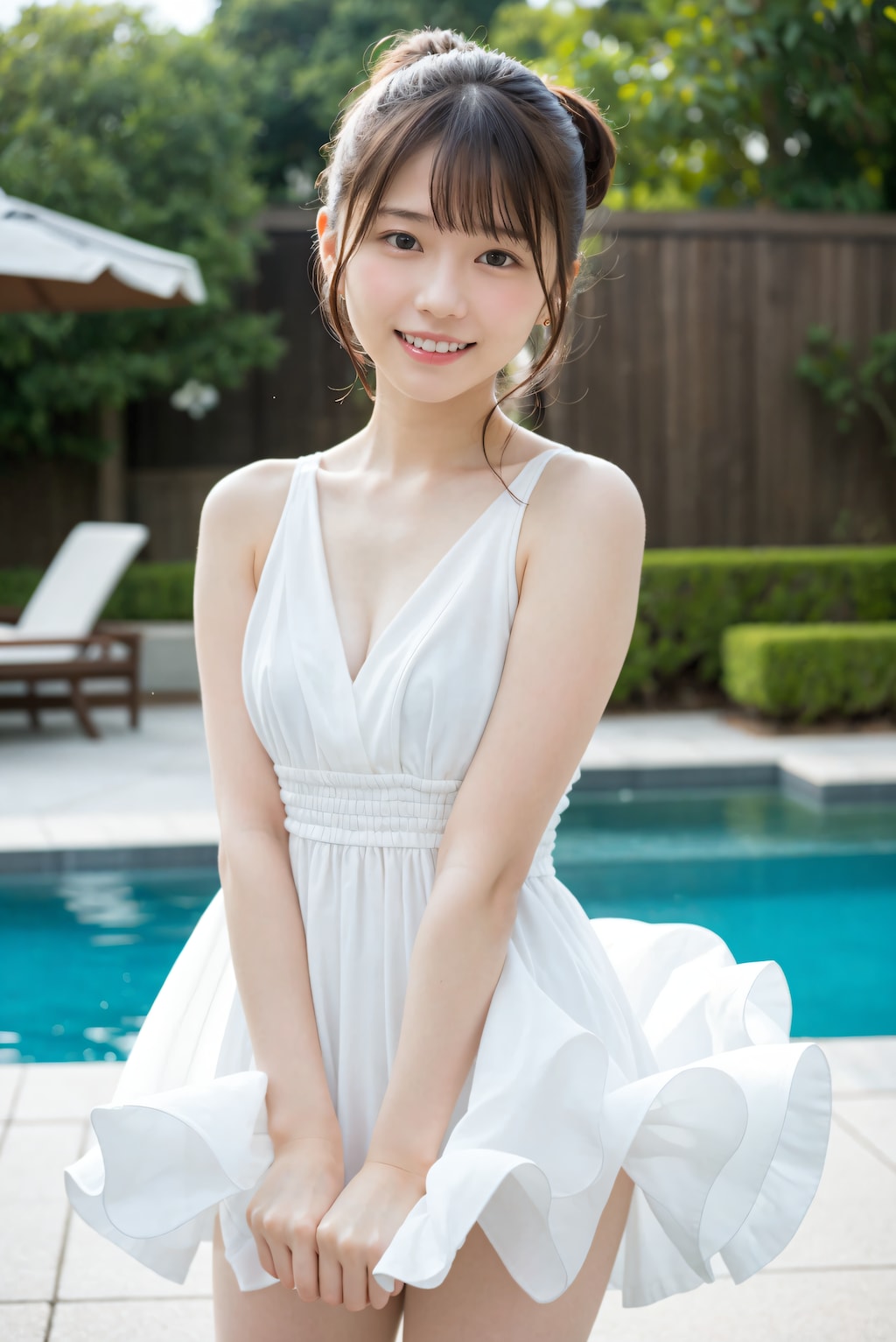 ワンピースでプール