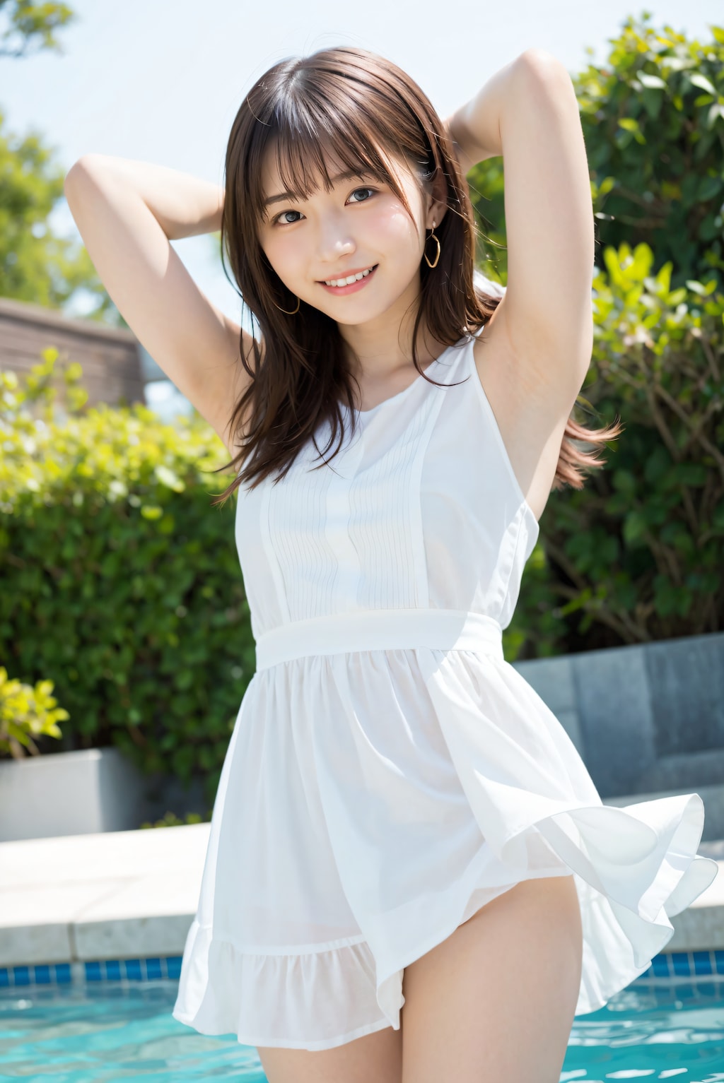 ワンピースでプール