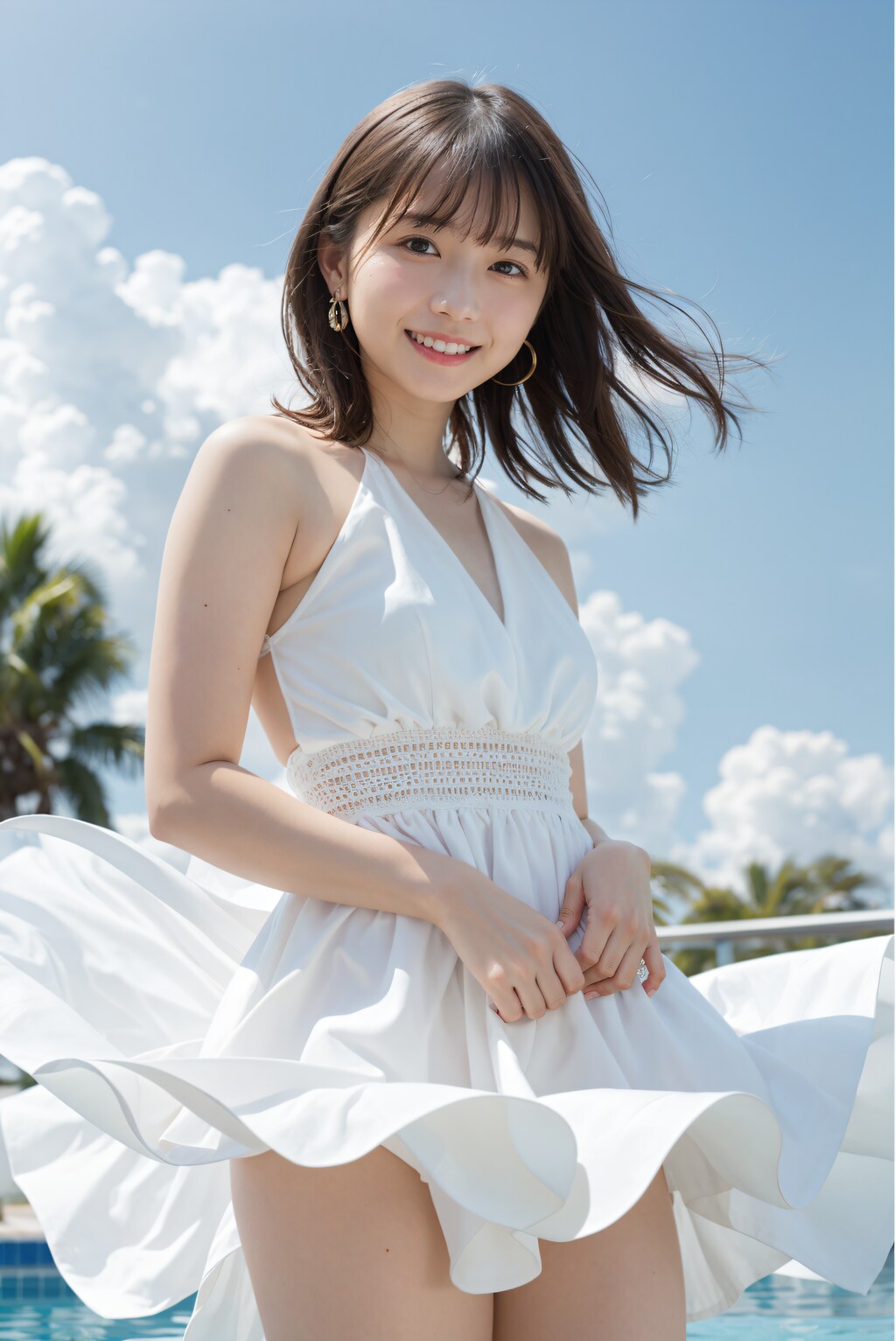 ワンピースでプール