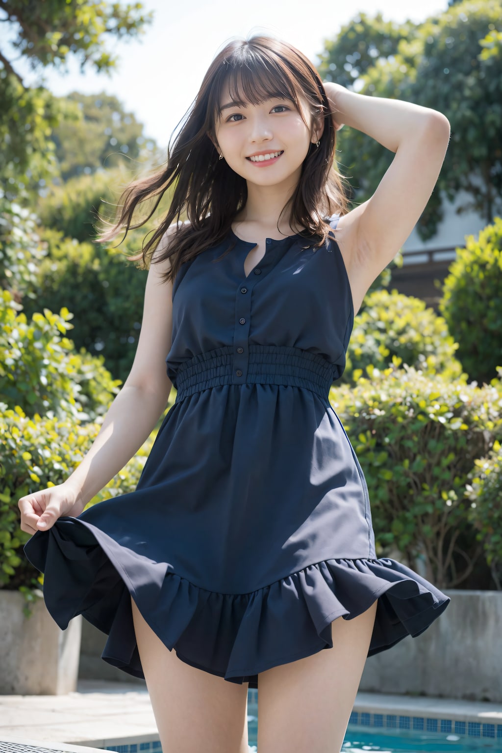 ワンピースでプール