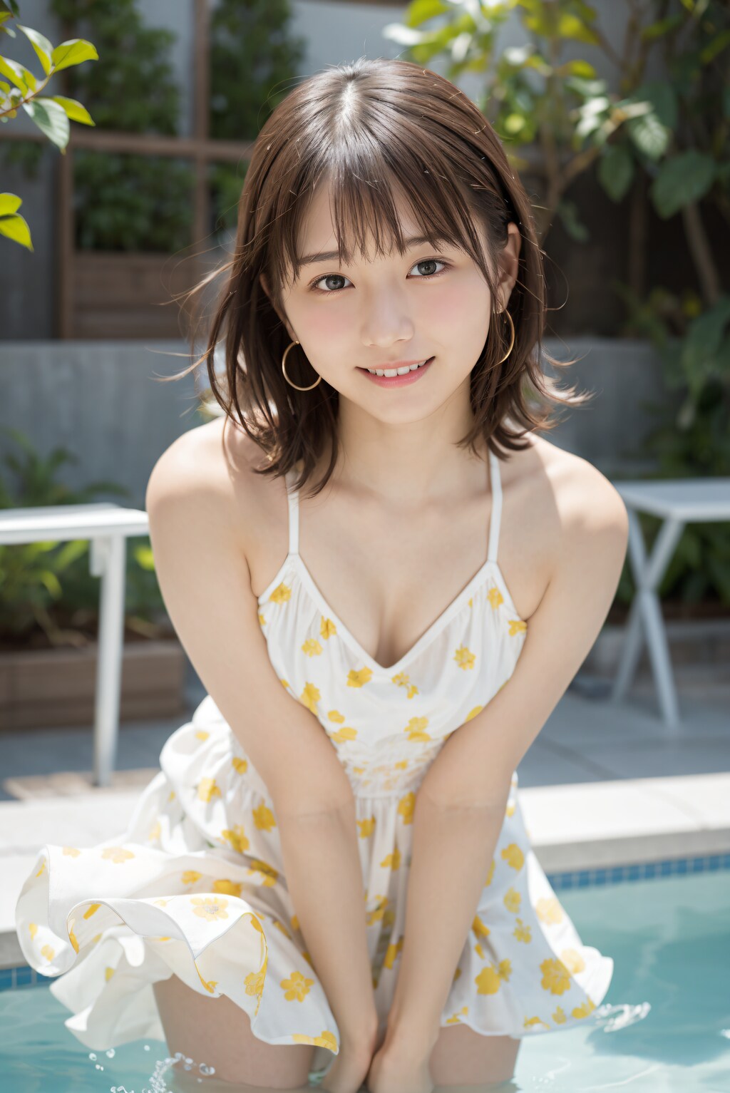 ワンピースでプール