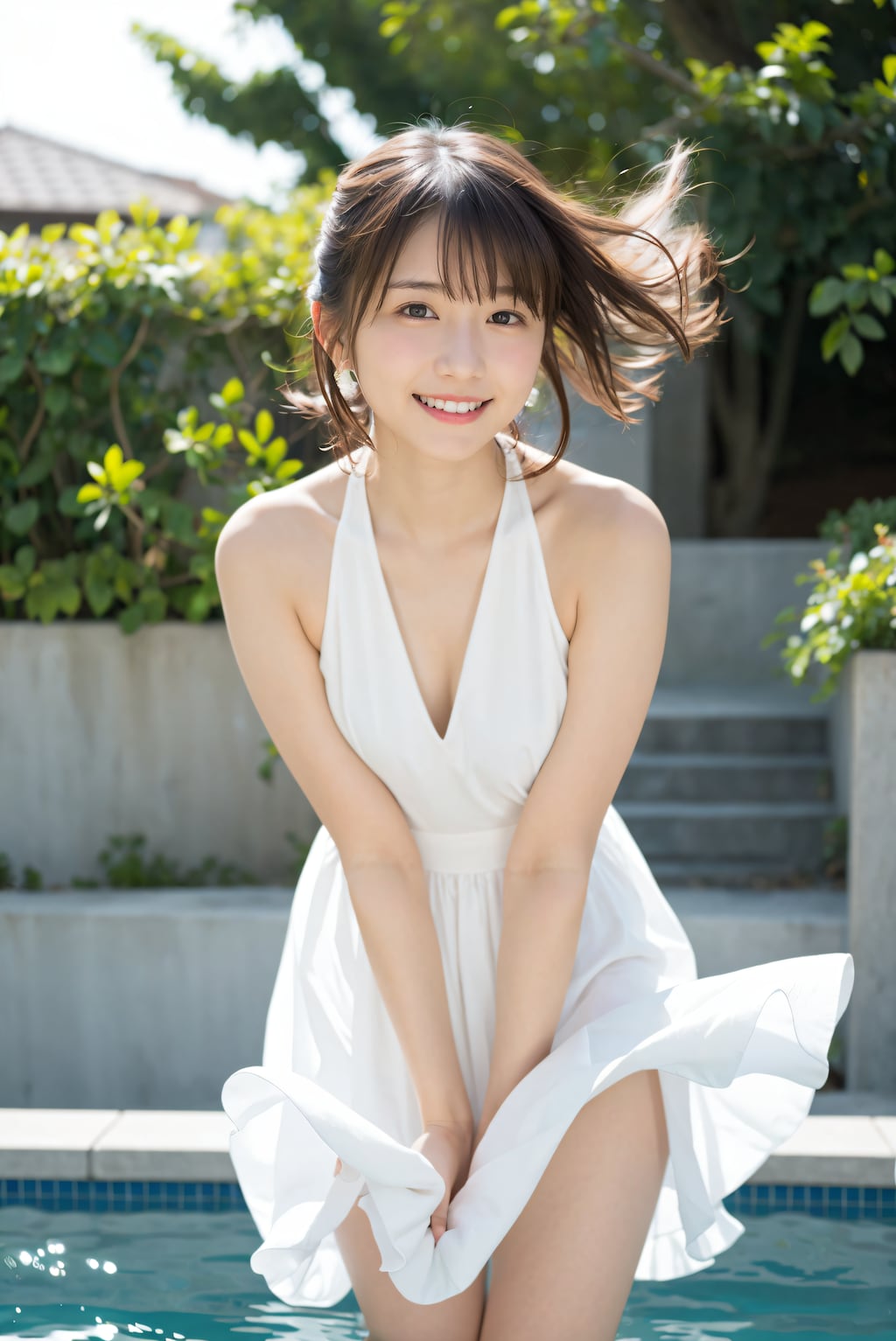 ワンピースでプール