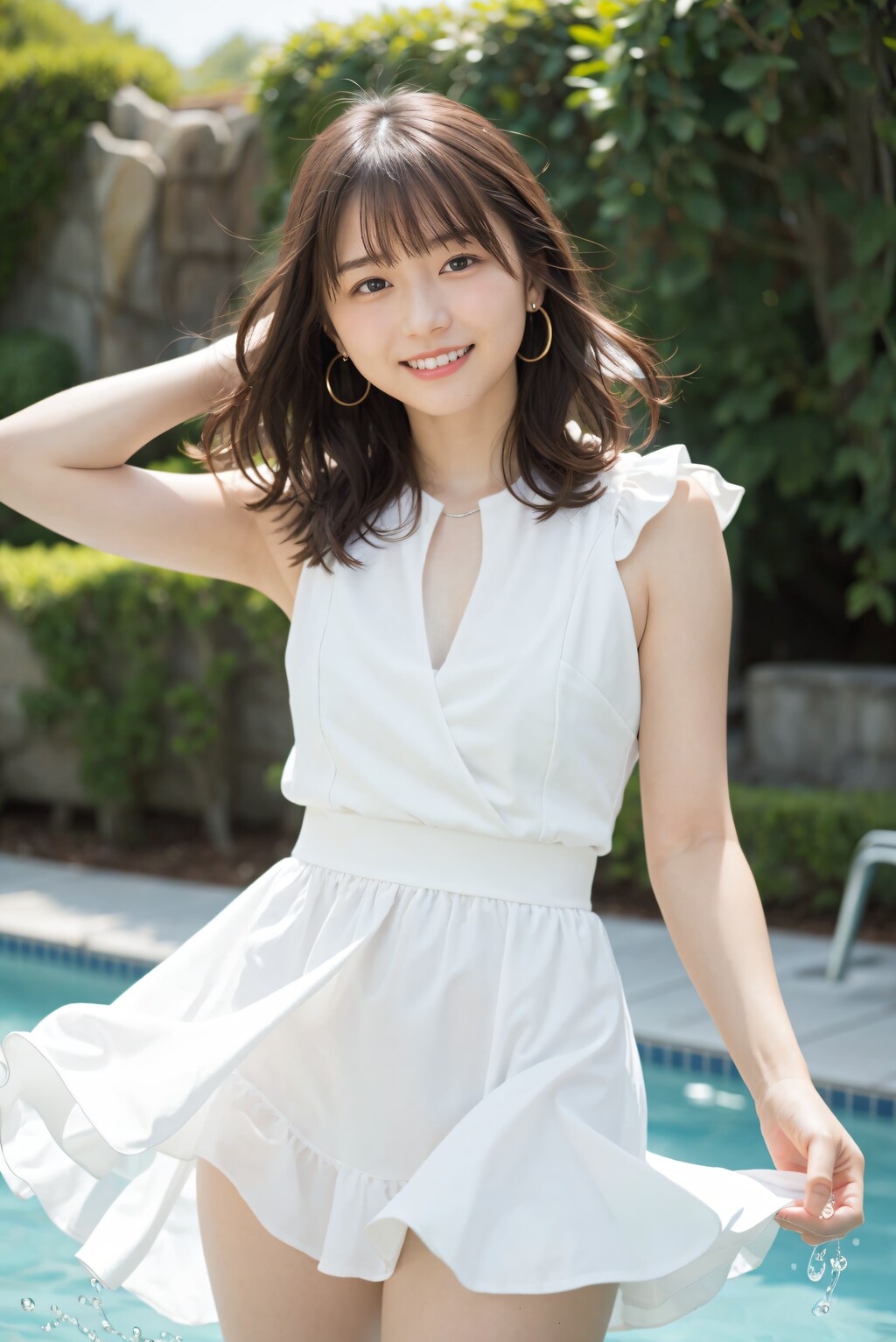 ワンピースでプール