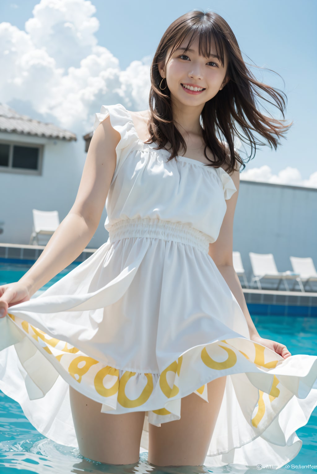 ワンピースでプール
