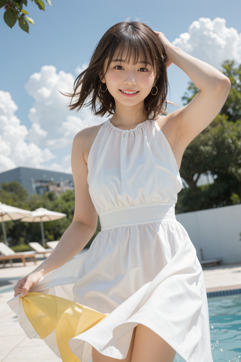 ワンピースでプール