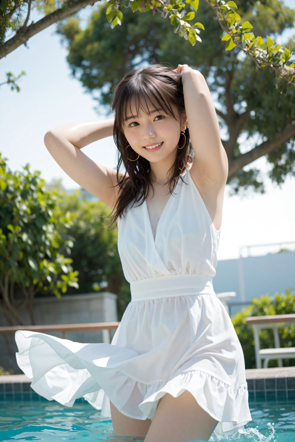 ワンピースでプール