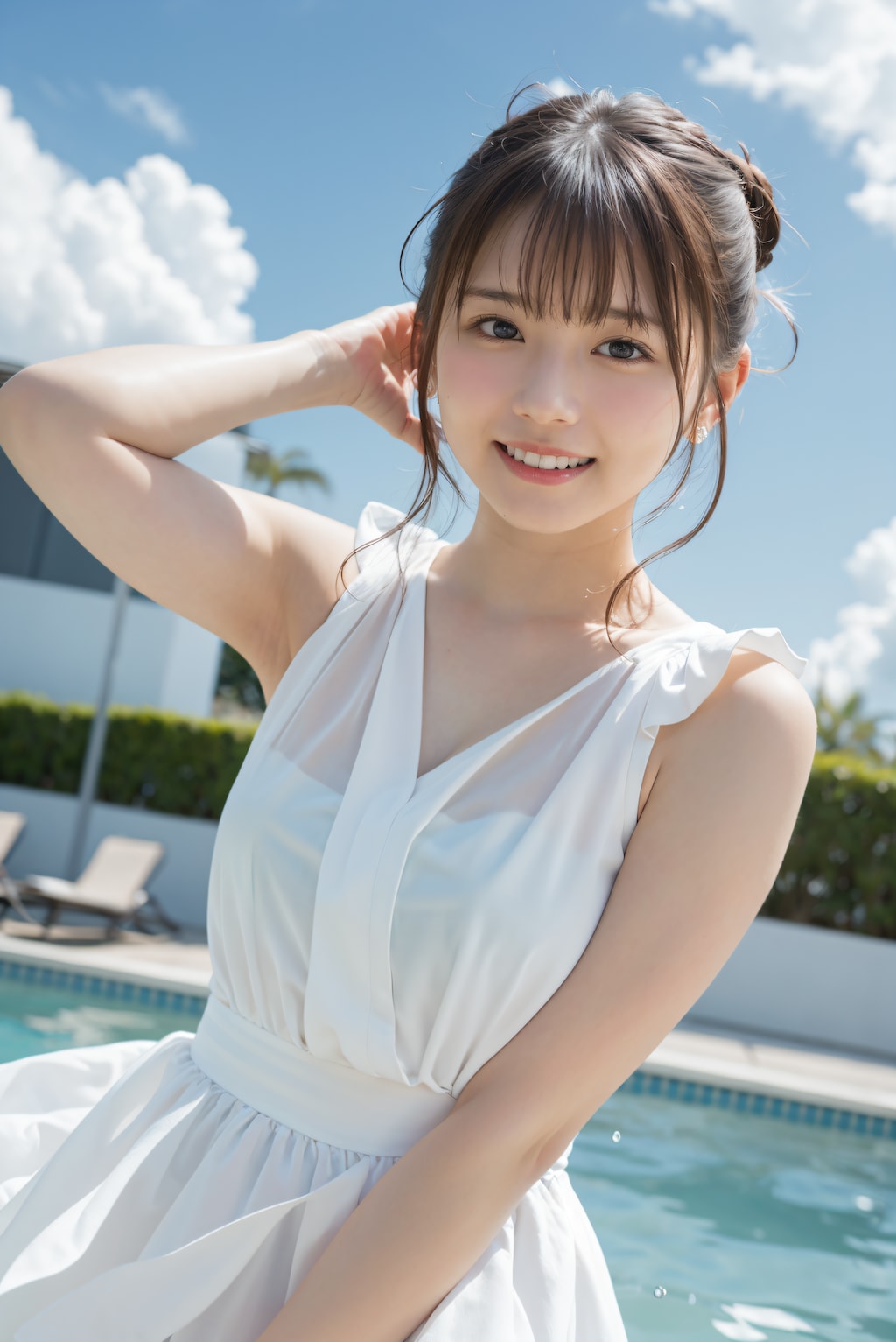 ワンピースでプール