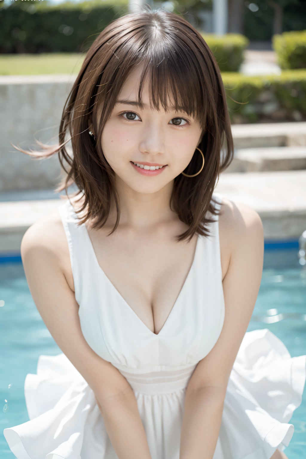 ワンピースでプール