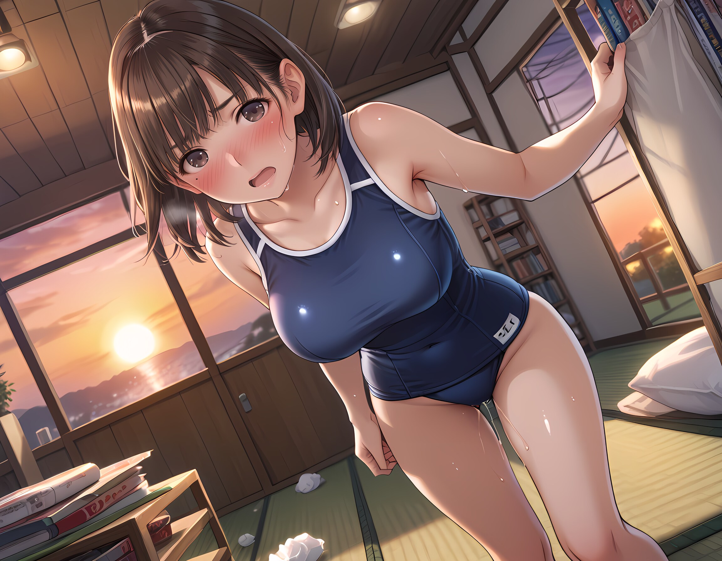 【ラブプラス】寧音さん：アパートの一室でスク水披露【大盛り版】