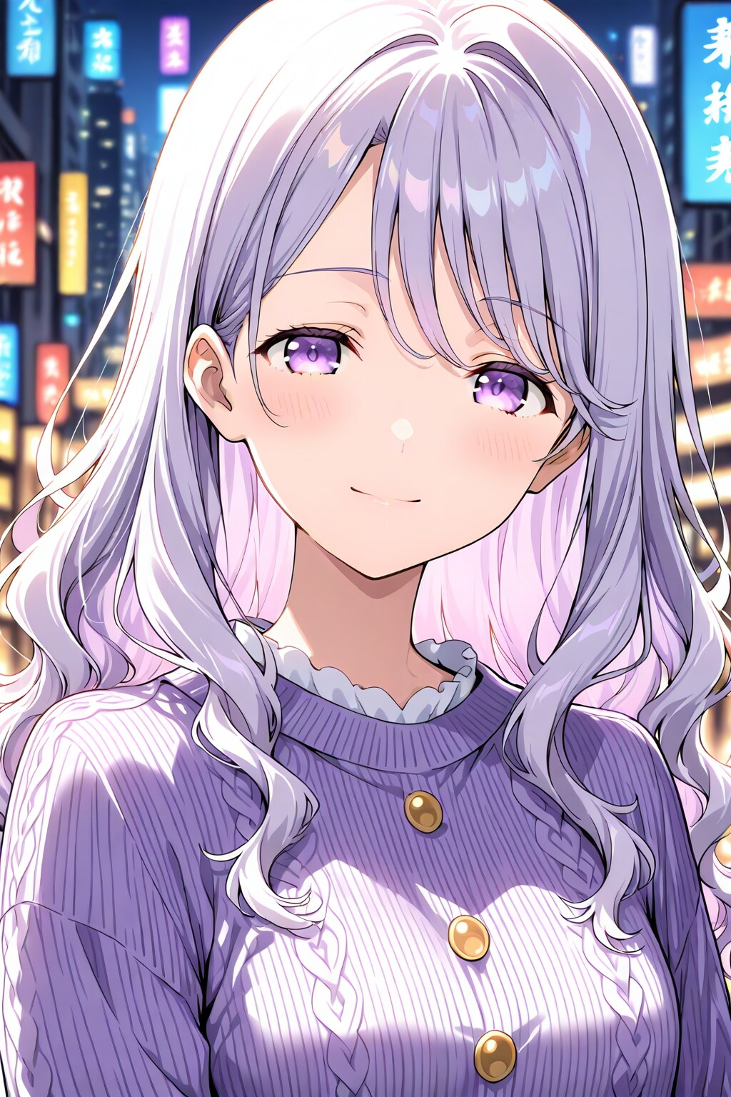 20251214【５枚】ラベンダー色のトップスを着た女性