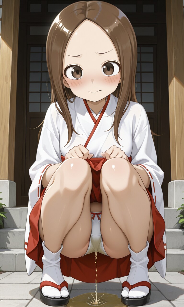 おしっこお漏らしチャレンジ【高〇さん】(巫女)