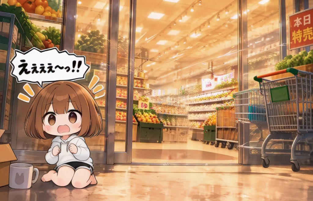 スーパーちちぷいで買い物へ【パラパライラスト４０】