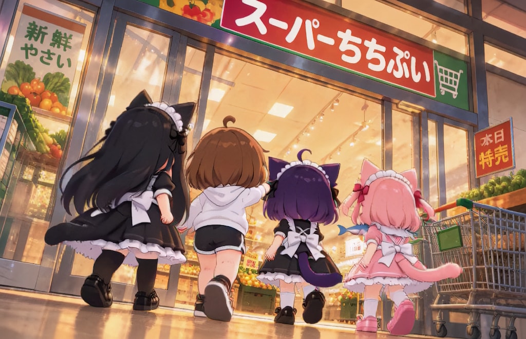 スーパーちちぷいで買い物へ【パラパライラスト４０】