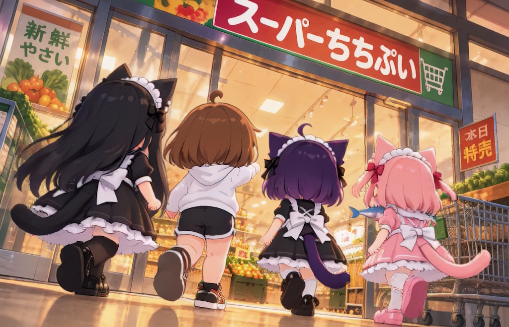 スーパーちちぷいで買い物へ【パラパライラスト４０】