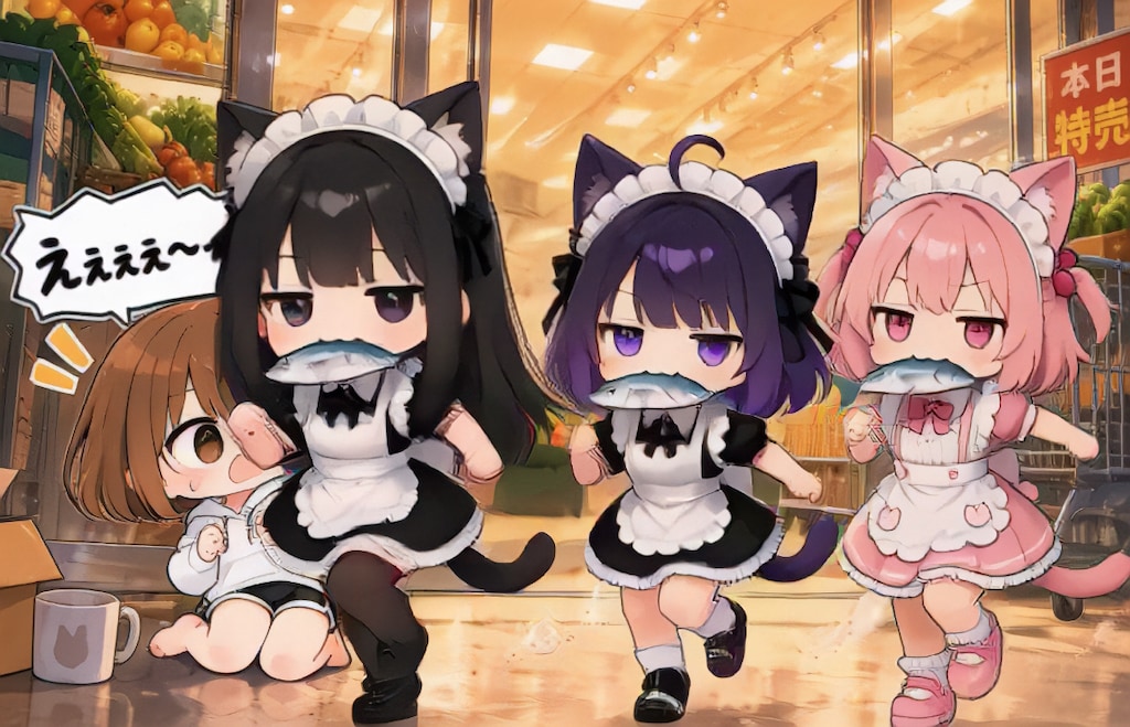 スーパーちちぷいで買い物へ【パラパライラスト４０】
