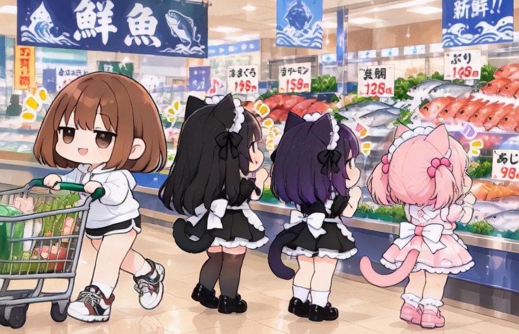 スーパーちちぷいで買い物へ【パラパライラスト４０】
