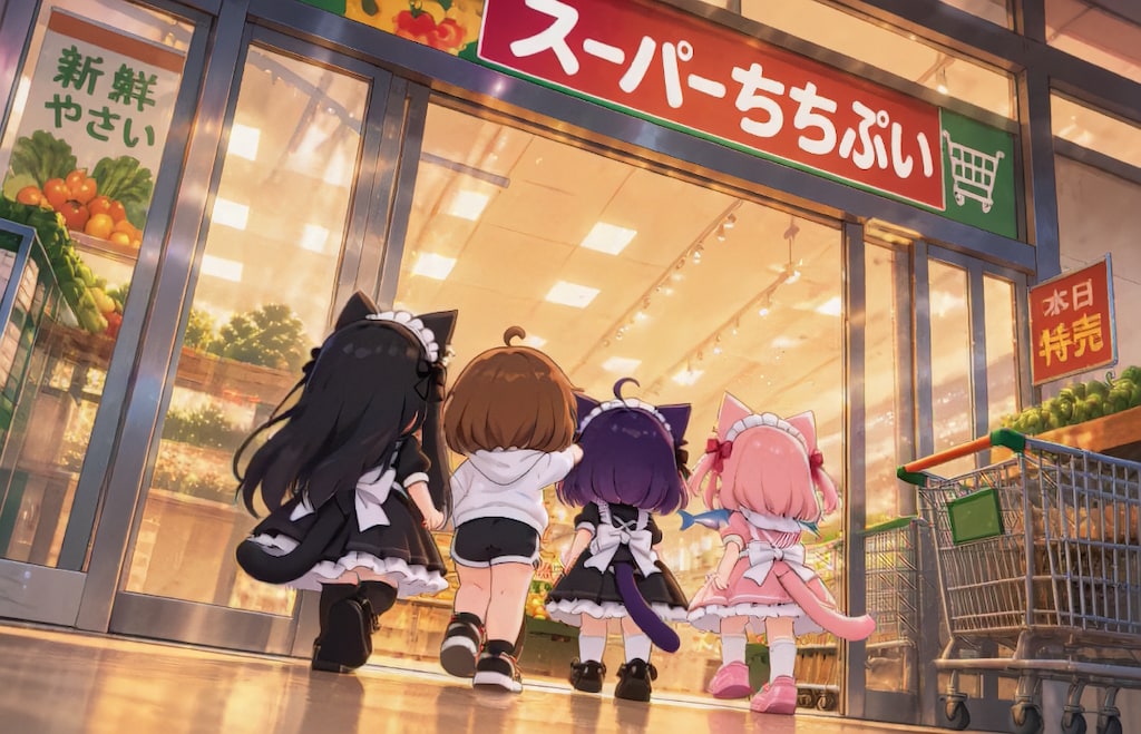 スーパーちちぷいで買い物へ【パラパライラスト４０】