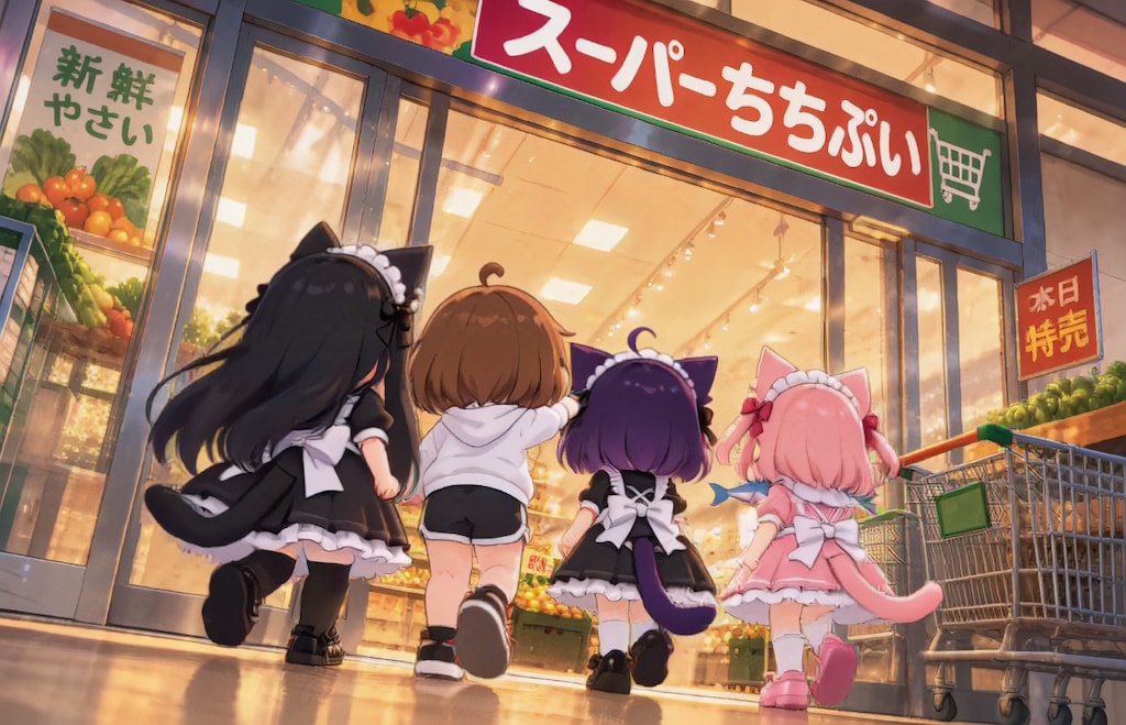 スーパーちちぷいで買い物へ【パラパライラスト４０】