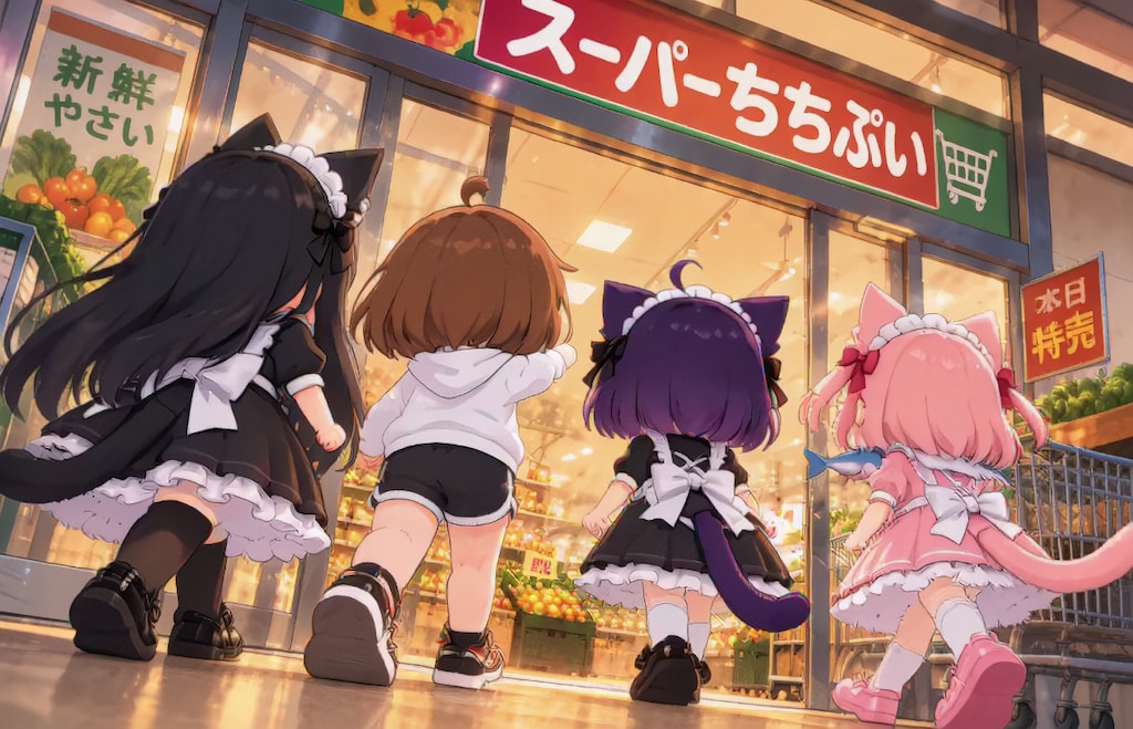スーパーちちぷいで買い物へ【パラパライラスト４０】